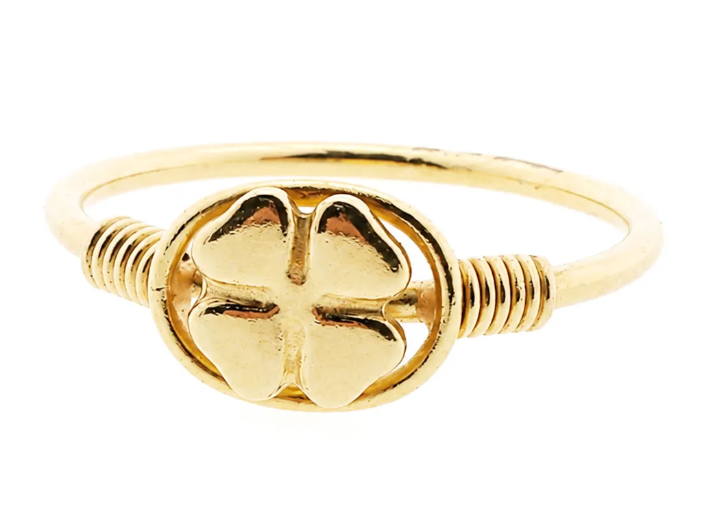 Clover Pinky | 18 Karaat Gouden Dames Ring Klavertje Vier 