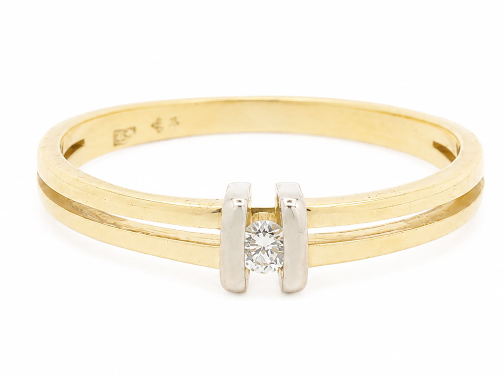 14 Karaat Gouden Solitair Dames Ring 0.03ct