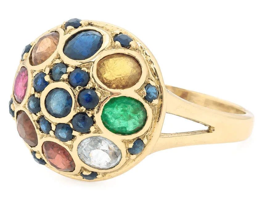 Vintage Colorbomb | 14 Karaat Gouden Dames Ring Saffier