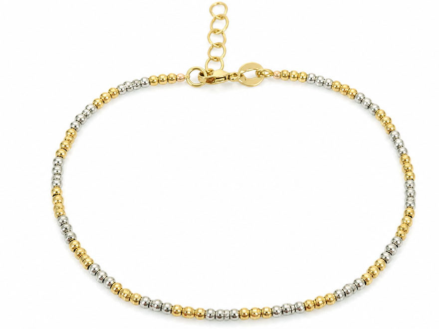 14 Karaat Gouden Bicolor Balletjes Armband 