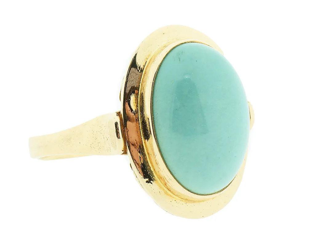 18 Karaat Gouden Ring Met Turkoois 