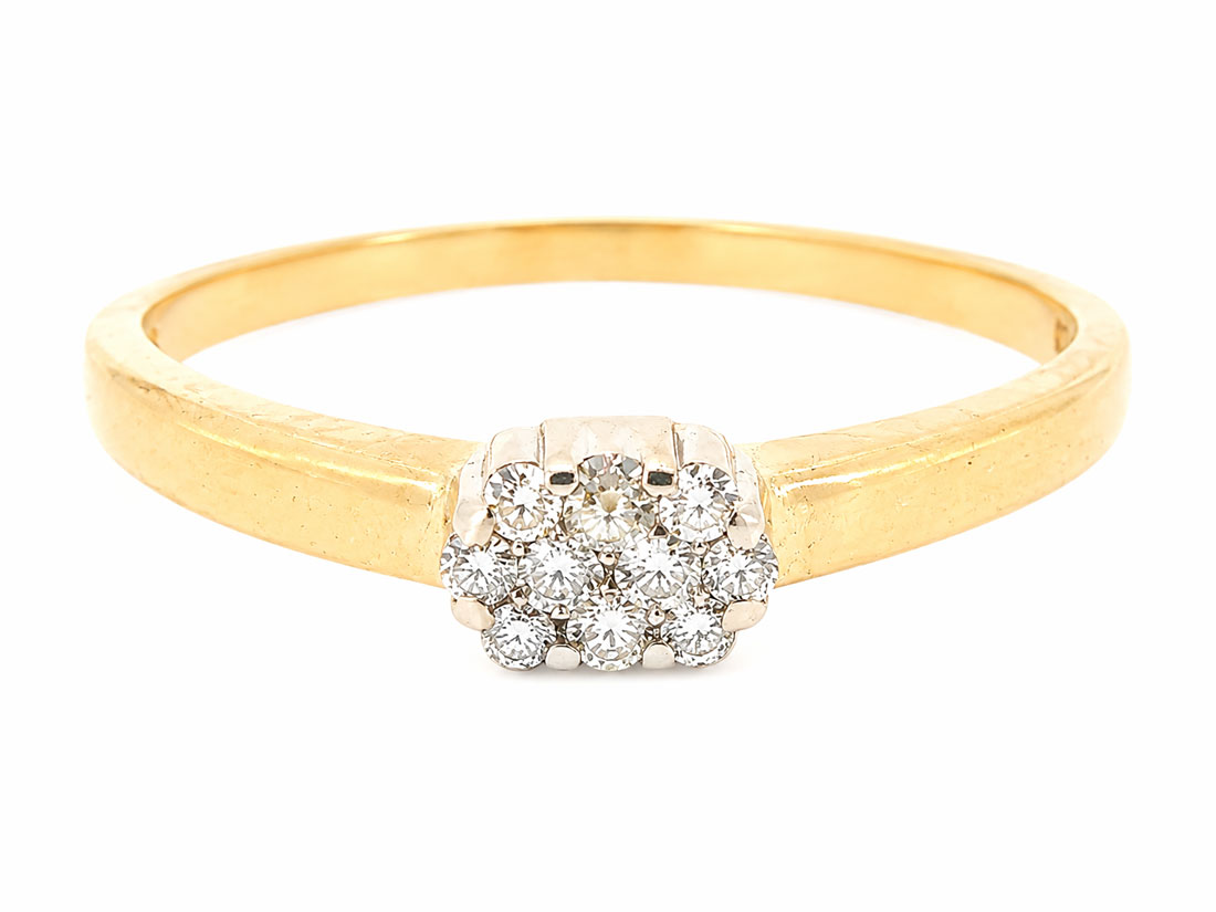14 Karaat Gouden Dames Ring Met Bloem Diamanten 