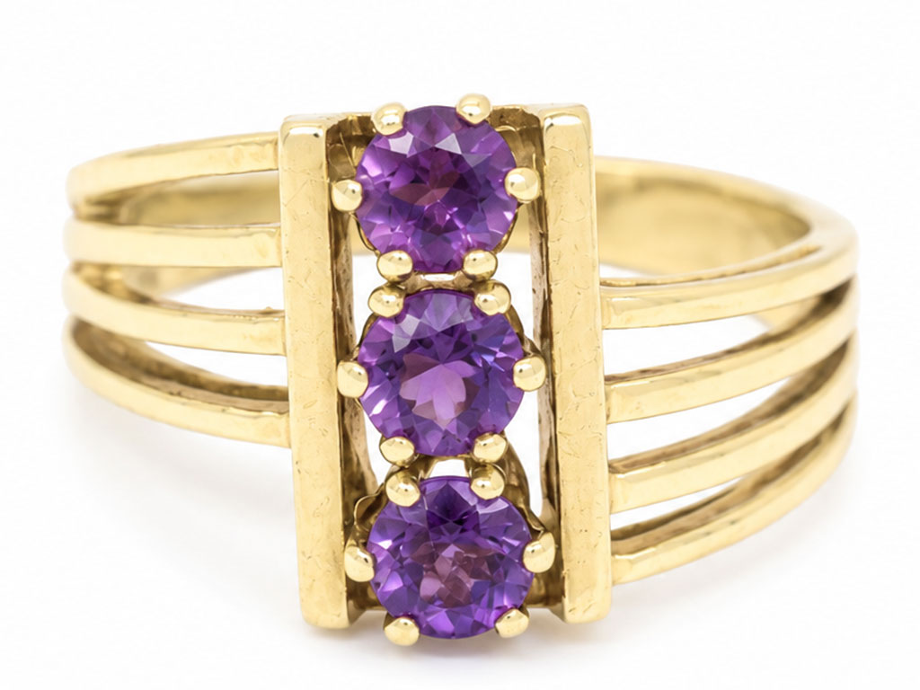 14 Karaat Vintage Ring Met Amethist Edelstenen 