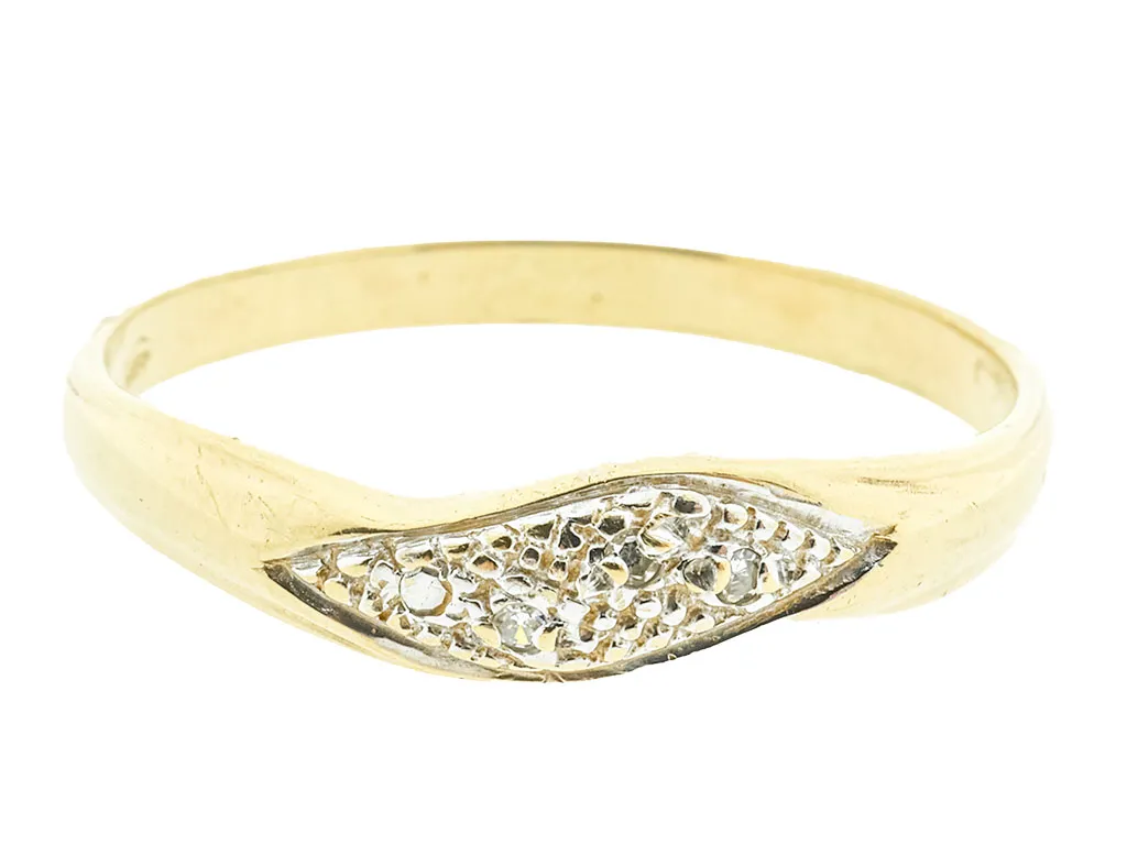 14 Karaat Gouden Golden Wave Ring Met Diamanten 