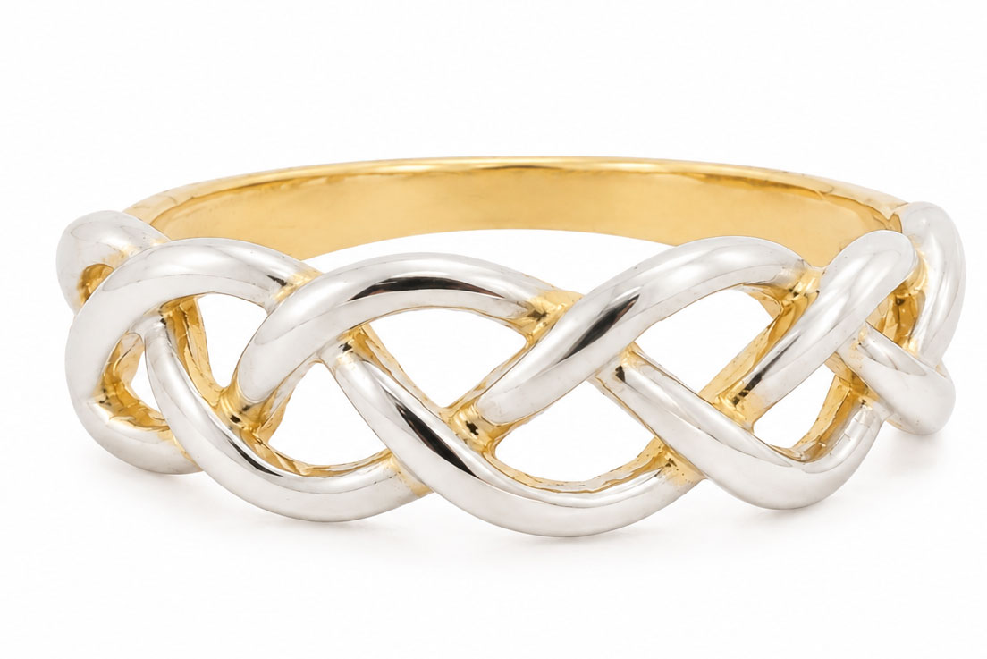 18 Karaat Bicolor Gouden Gevlochten Ring 