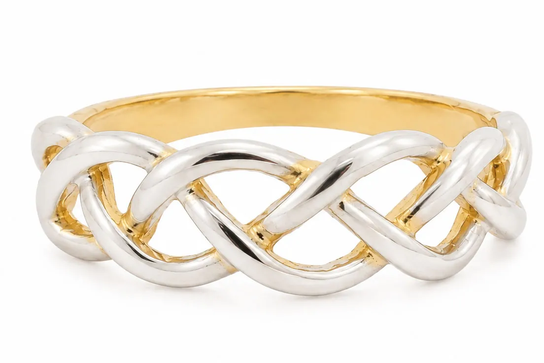 18 Karaat Bicolor Gouden Gevlochten Ring 