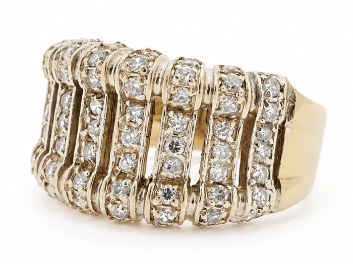 14 Karaat Brede Gouden Dames Ring Met Zirkonia 
