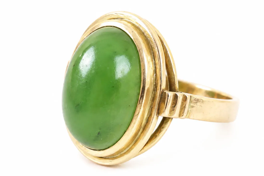 Vintage Jade Dream | 18 Karaat Gouden Edelsteen Ring 
