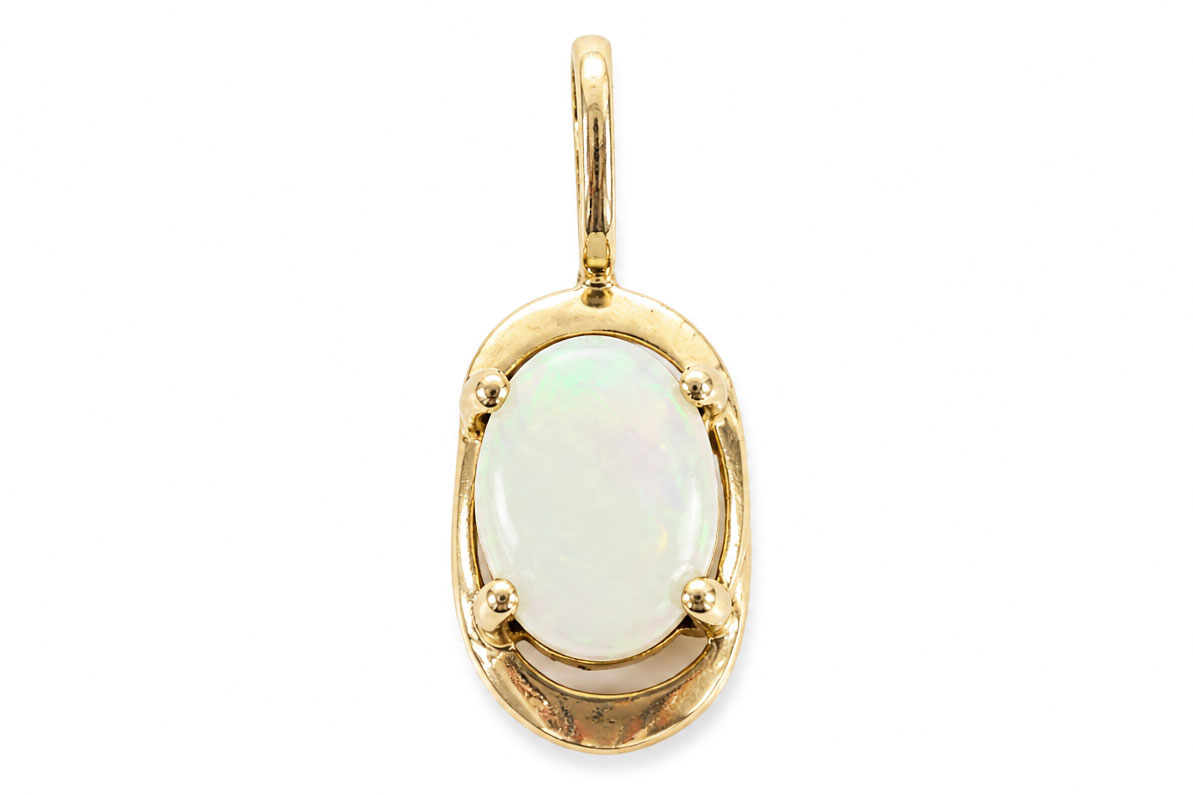 Lovely Opal | 9 Karaat Goud-Kleurige Hanger Melkopaal