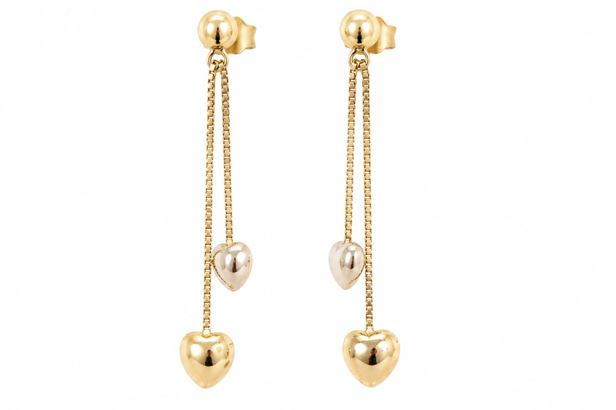 14 Karaat Gouden Hartjes Oorbellen 