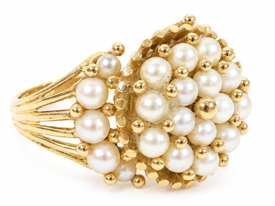 Royal Pearl| 18 Karaat Vintage Gouden Parelring 