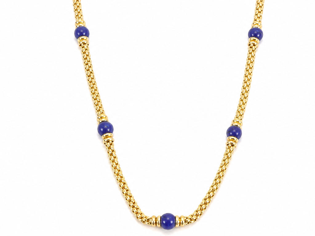 Originele Fope 18 Karaat Gouden Ketting met Lapis Lazuli | 45 cm