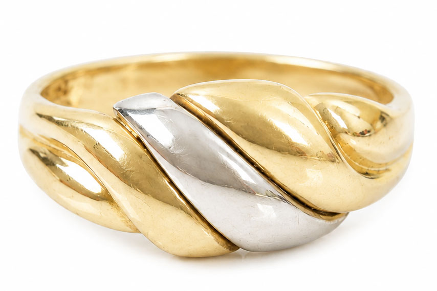 18 Karaat Bicolor Gouden Croissant Ring | Vintage Damesring