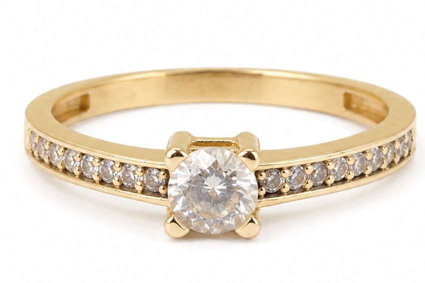 14 Karaat Gouden Solitairring met Zirkonia | Vintage Damesring