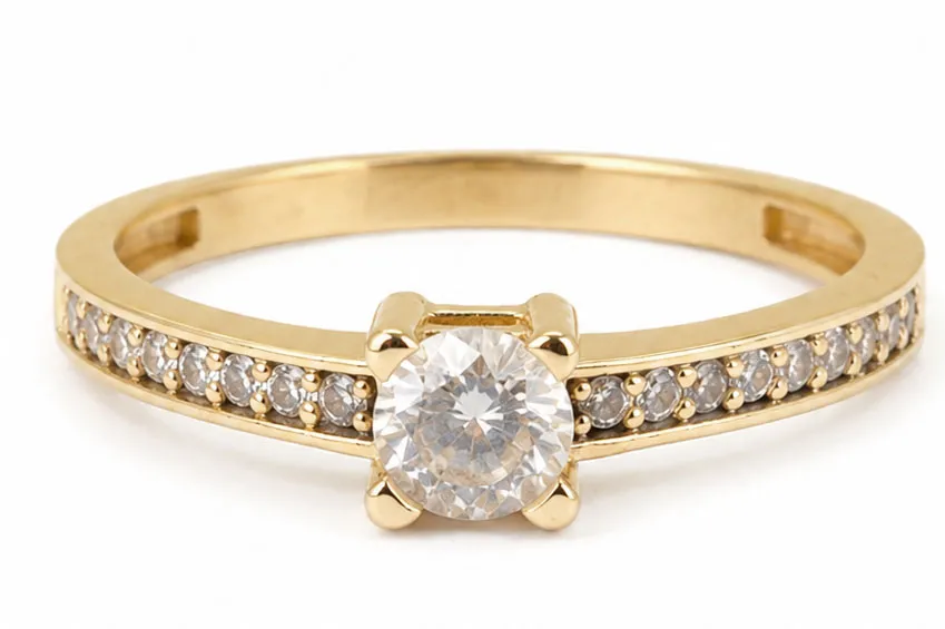 14 Karaat Gouden Solitairring met Zirkonia | Vintage Damesring