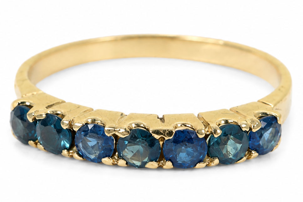 Ocean Blue | 14 Karaat Vintage Gouden Ring met Saffieren