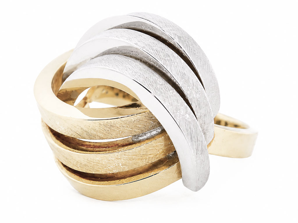 14 Karaat Vintage Moderne Ring | Brede Gouden Damesring 
