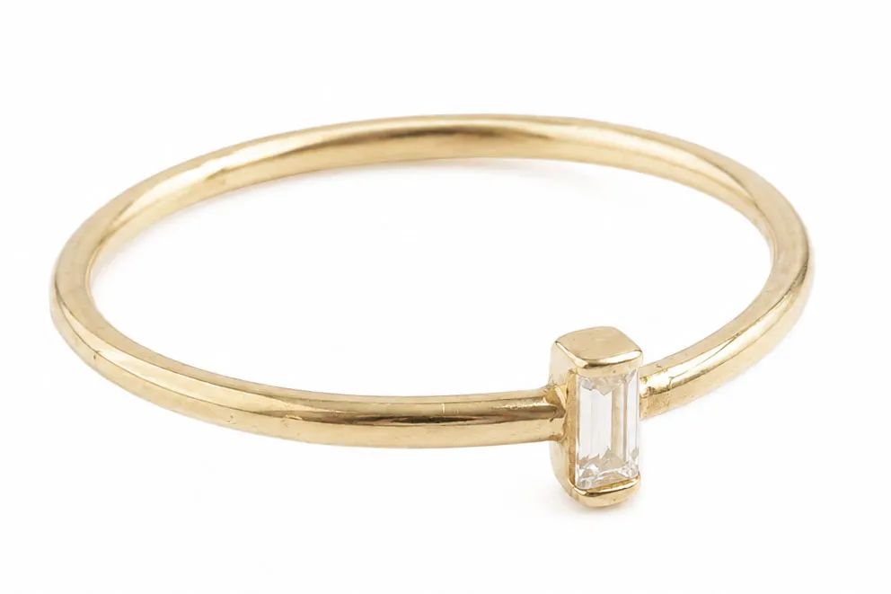 14 Karaat Solitair Ring Met Baguette Zirkonia 