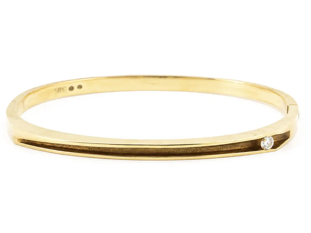 14 Karaat Gouden Vierkante Slavenarmband met Diamant