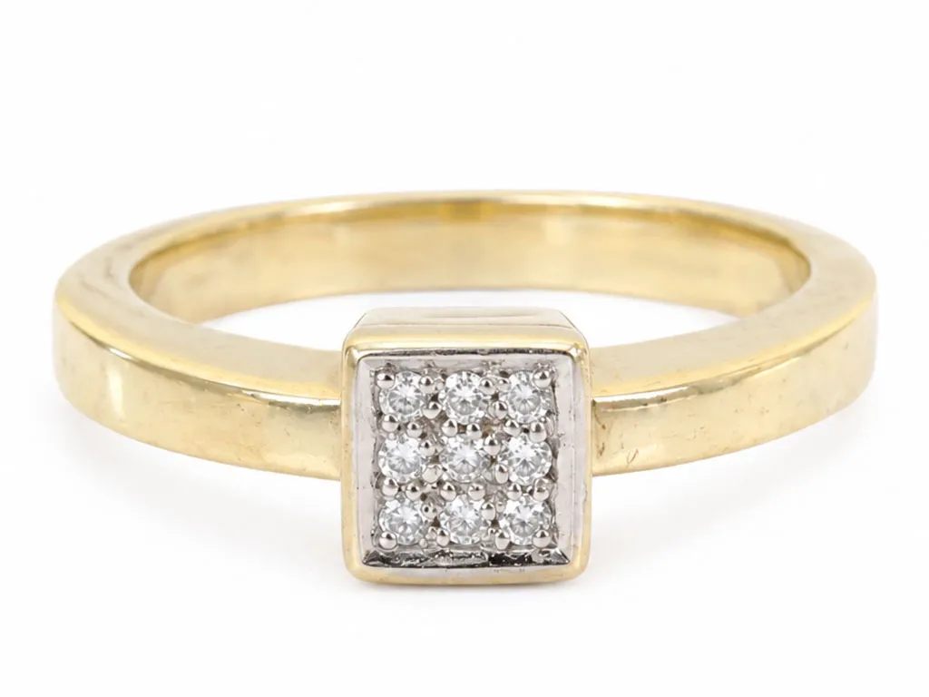 14 Karaat Gouden Ring Met Diamant | Vierkant 