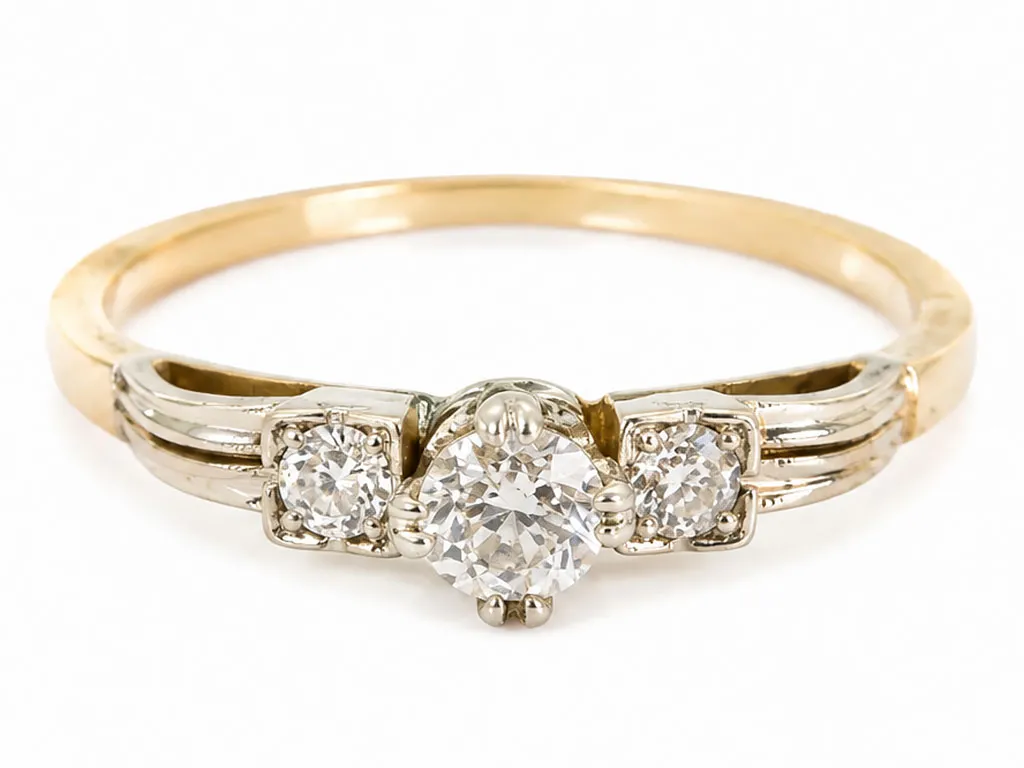 14 Karaat Vintage Gouden Ring Met 0,40 Ct Diamant