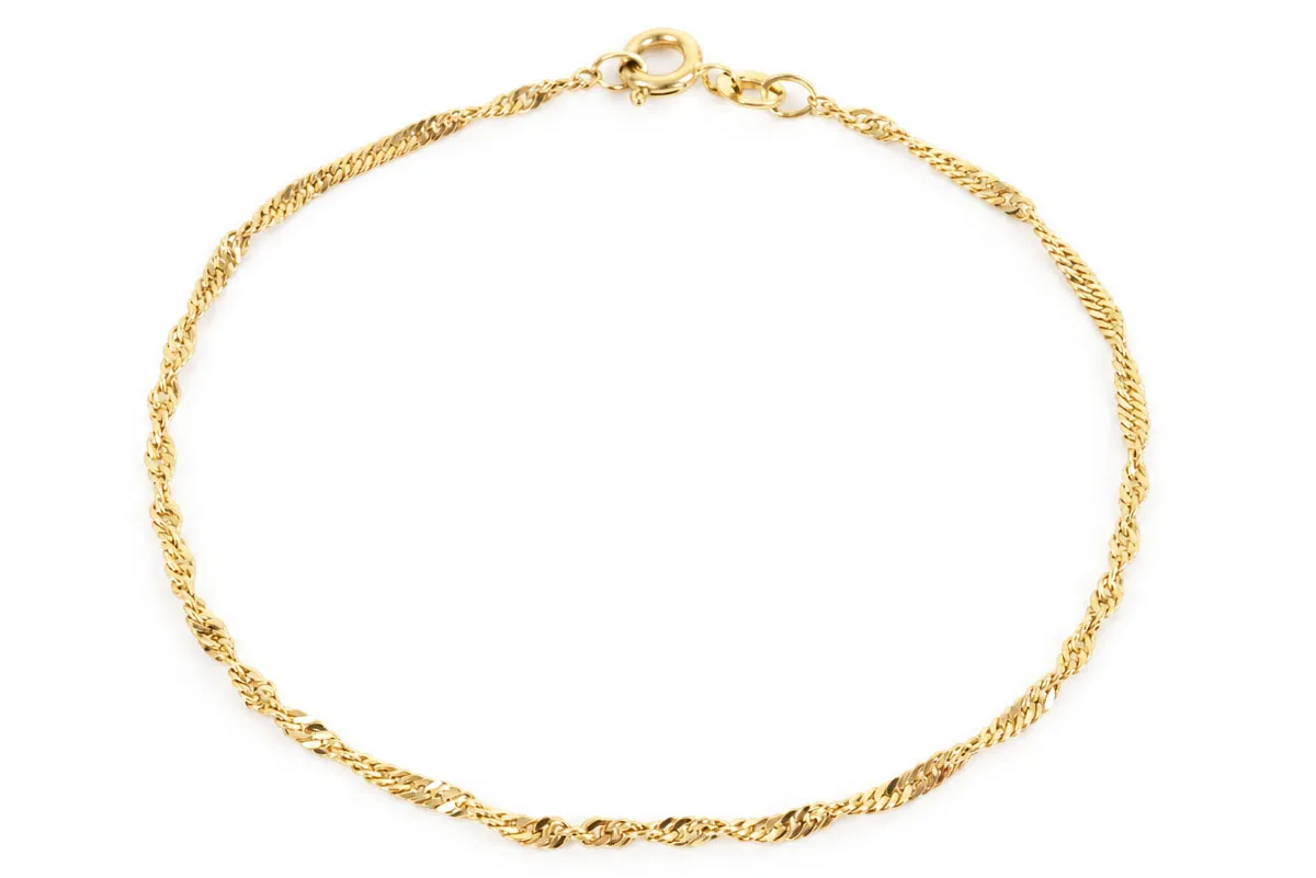 14 Karaat Gouden Armband met Singapore Schakel