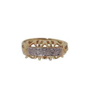 Vintage 14 karaat gouden ring met diamanten