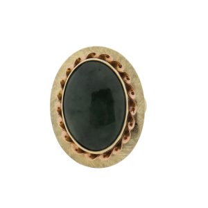 14 karaat vintage gouden dames ring met jade