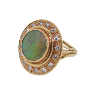 18 karaat gouden diamanten ring met opaal