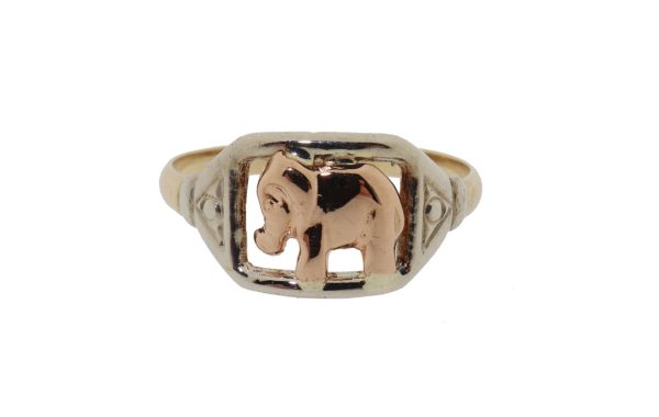 vintage 18 karaat gouden olifant ring