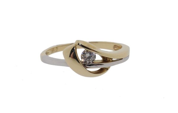 14 karaat bicolor gouden ring met zirkonia