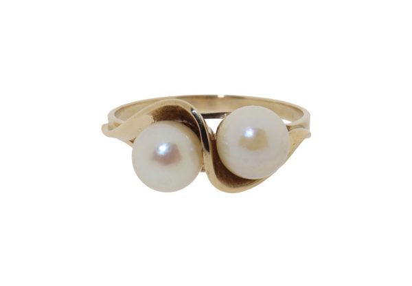 Twisted pearl | vintage 8K dames ring
