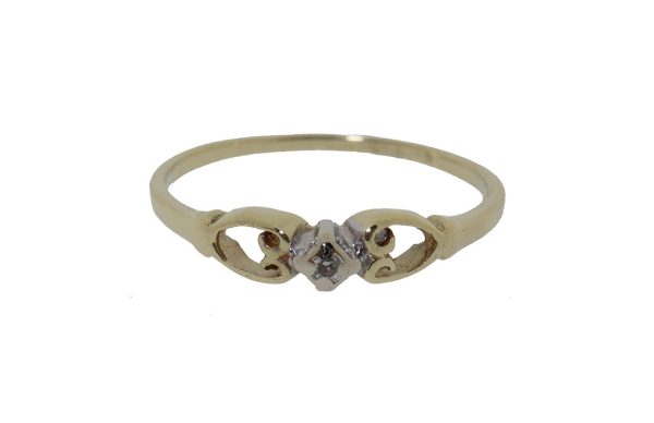 Vintage 14 karaat gouden dames ring met diamant