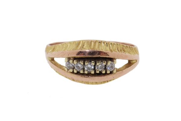 Vintage 14K gouden diamanten dames ring