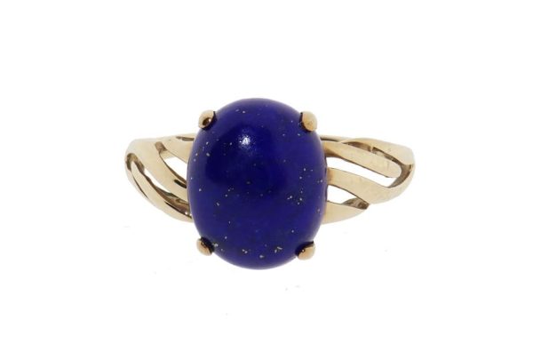 Vintage 8 karaat gouden ring met Lapis Lazuli