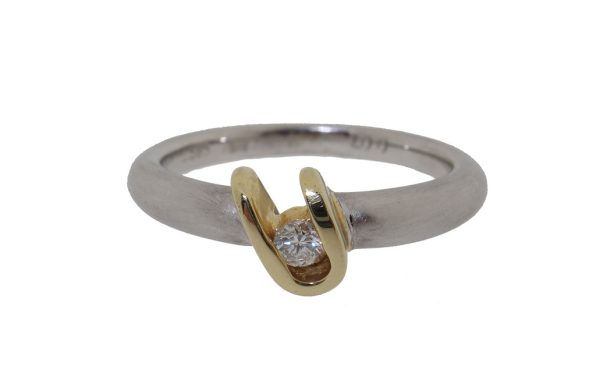 14 Karaat bicolor gouden dames ring met diamant