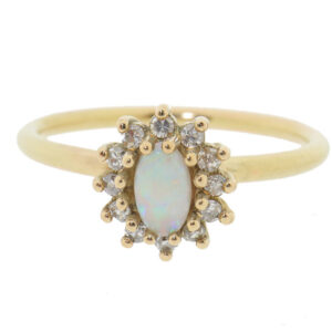 The Iconic - Gouden Cluster Ring Met Opaal En Diamant