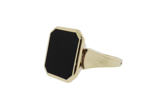 Gouden Heren Zegel Ring Met Onyx